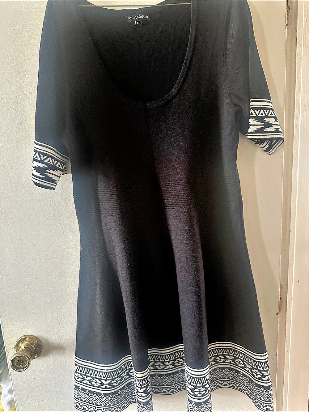 Nina Leonard Women's Maxi Dress Black & White Size XL